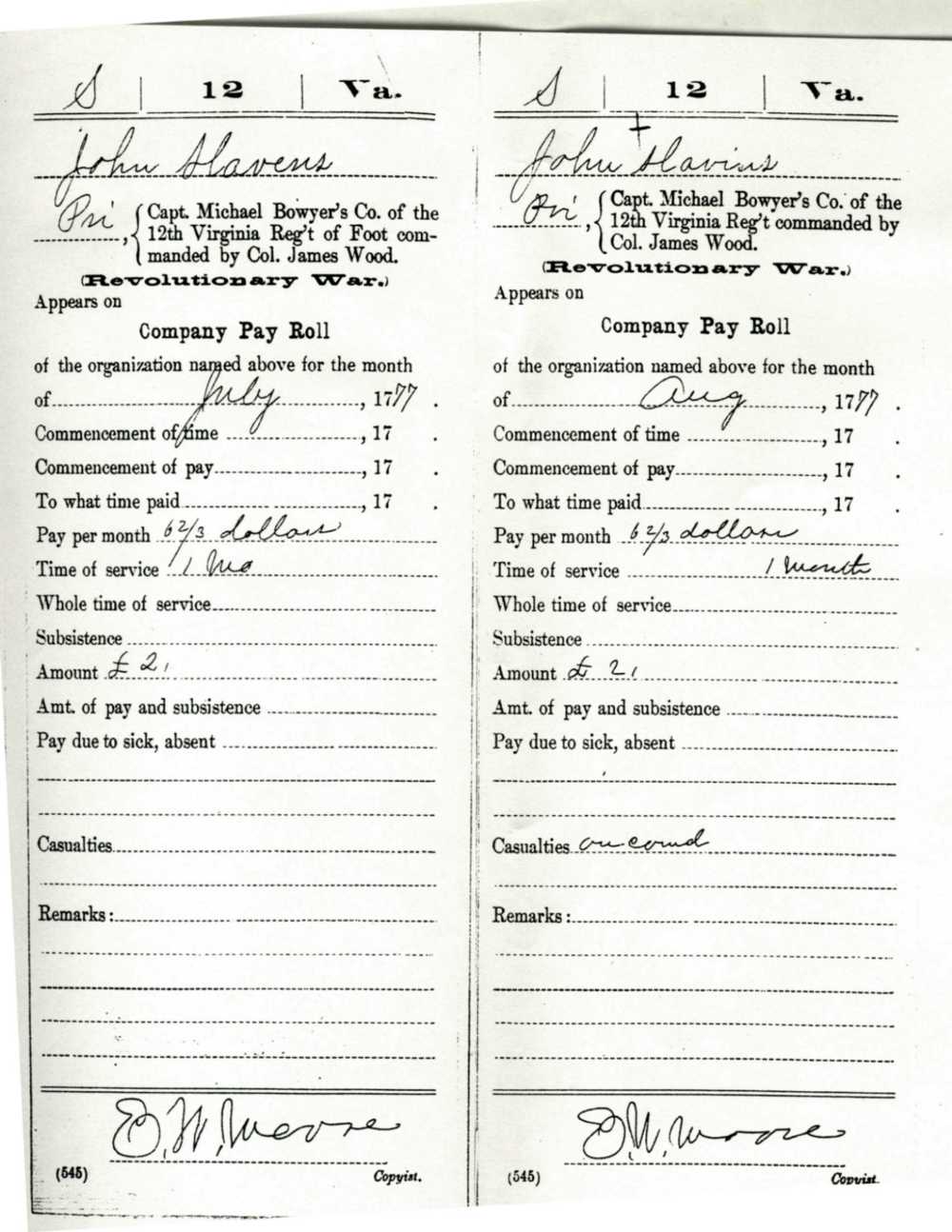 Muster rolls